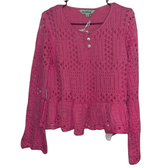 🌹NWT:DAVI & DANI ACAPULCO PEPLUM HEM SWEATER - Picture 1 of 8